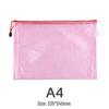 A4 Waterproof Mesh Zipper File Bag - Transparent, PVC, Handheld, Office & Student Stationery.