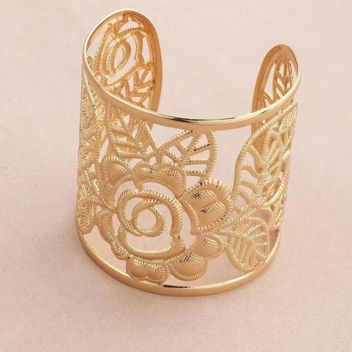 Hollow Rose Flower Bracelet, Metal Open Bracelet Bracelet Jewelry