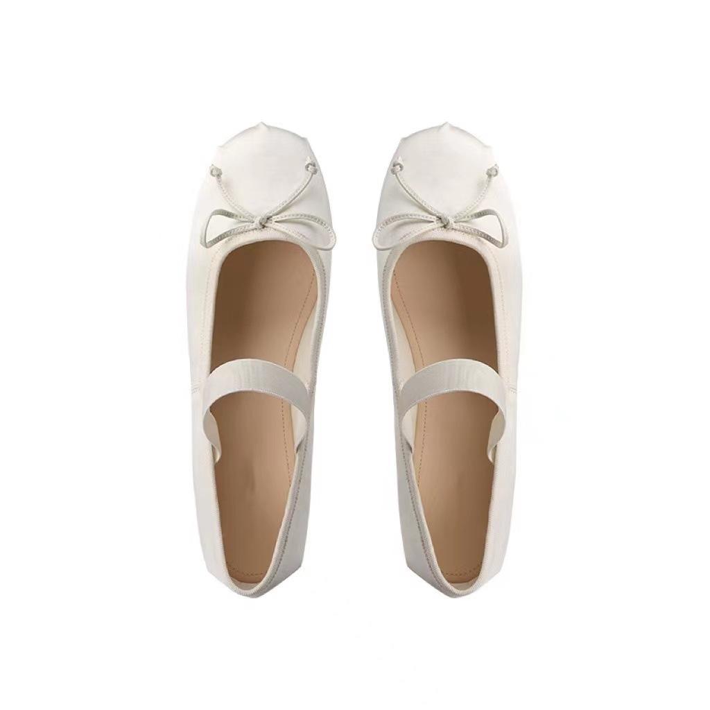 High Version Miu Bow Ballet Flats Women Versatile Mary Jane Shallow Mouth Flat Shoes Women