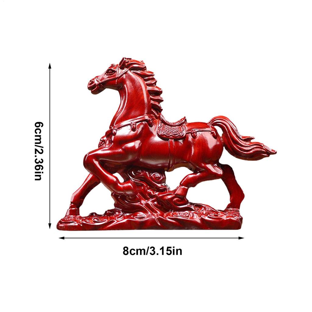 Wooden Red Horse Figurine Ornament 2026 Horse Year Wealth Success Decor Wooden Animal Statue Symbolizing Good Luck