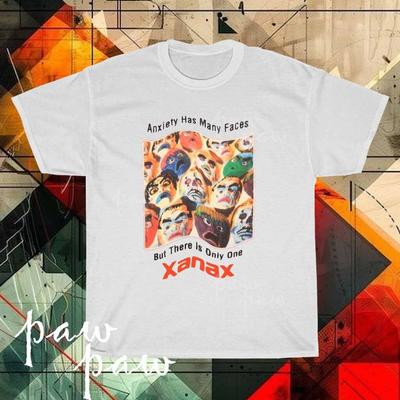 New Anxiety Has Many Faces Xanax Logo Men's T-shirt Funny Size S To 5XL