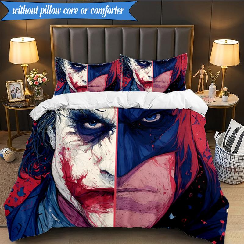 3PCS Clown Bedding Set Duvet Cover Closure Includes 1 Duvet Cover & 2 Pillowcases for All Seasons Bedroom Decor Christmas Fan gifts