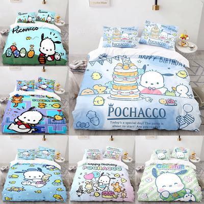 Sanrio Pochacco Bedding Sets Comforter Quilt Bed Cover Duvet Cover Pillow Case 2-3 Pieces Sets Kids Adult Size