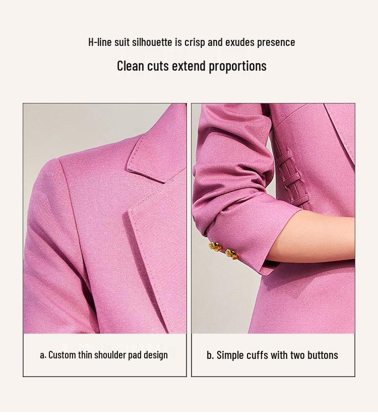 Zihong 2024 Autumn Pink Chic High-End Fashion Suit for OL Commute