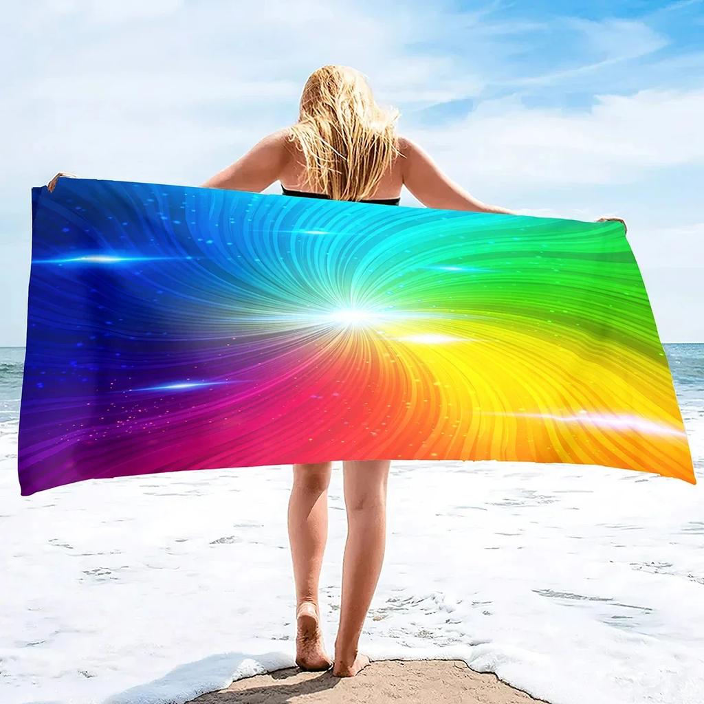 Rainbow Bliss Bath Towel - Vibrant Design, Soft Absorbent, Perfect for Summer Fun, Adds Cheerful Vibes to Your Beach Days
