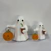 Halloween Pumpkin Ghost Coffee Night Light Cute 3D LED Spooky Ghost Statue Lamp Halloween Ghost Night Lamp for Home Decor
