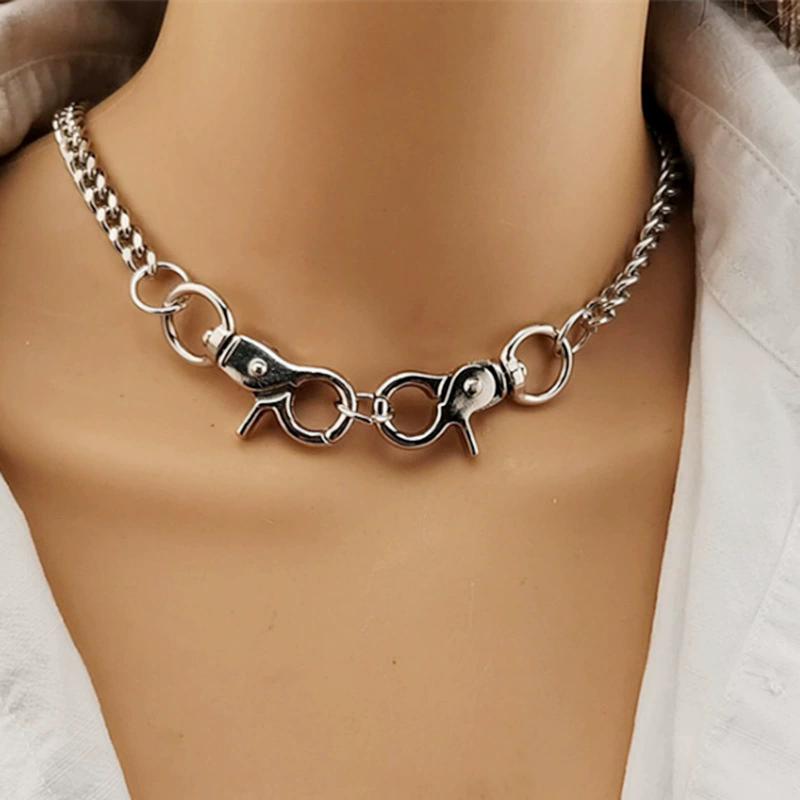 Fashion Stainless Steel Hip-Hop Pendant Creative Necklace Men Women Personality Powerful Keychain Elegant Jewelry Accessories