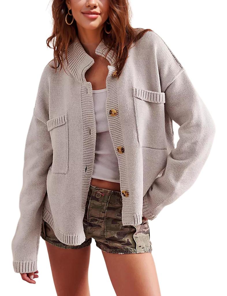 2024 New Women's Stand Collar Cardigan Sweater - Solid Color Knitwear for Autumn/Winter