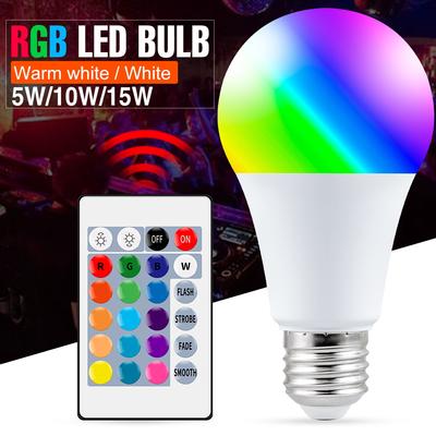 E27 Lampada di controllo intelligente Led RGB Luce dimmerabile 5W 10W 15W RGBW Lampada a LED Lampada colorata che cambia Lampada LED RGBW Bianco Decor Home