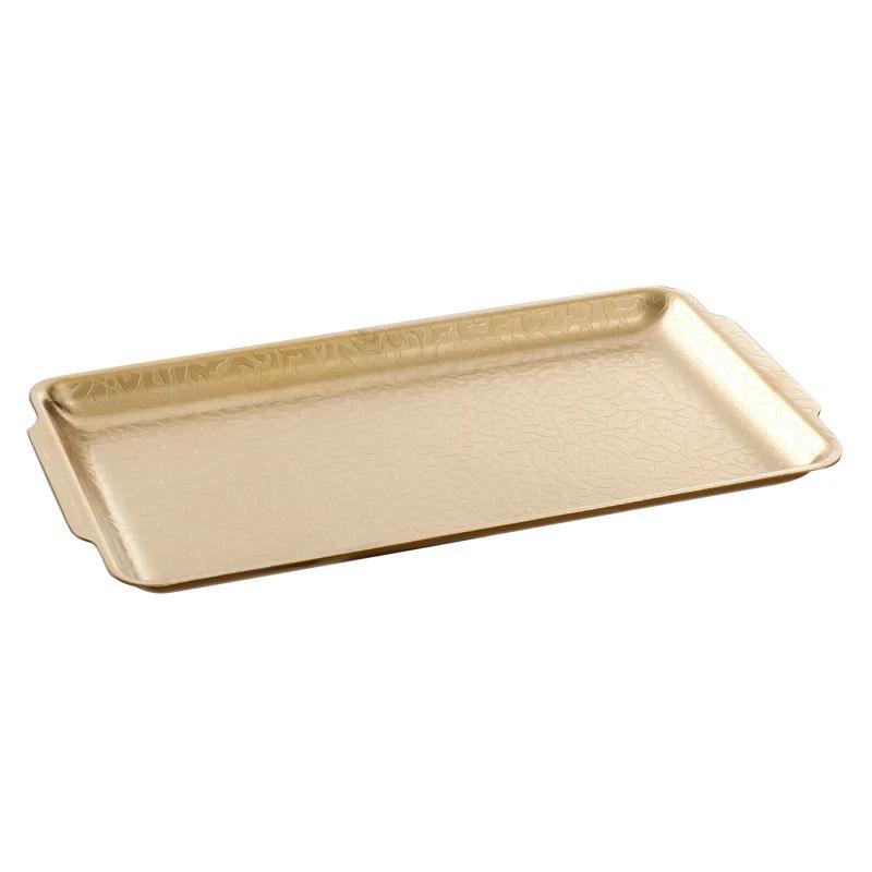 

Stainless steel rectangular plate Barbecue plate Gold flat bottom tray Hammer printed snowflake plate Korean retro wind disc