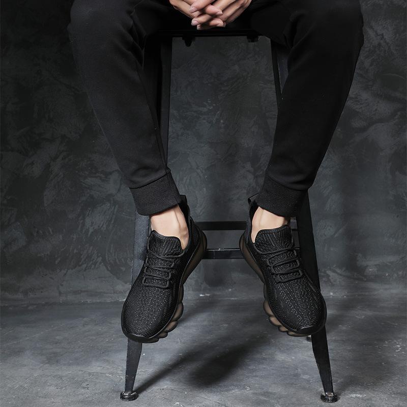 Flying Woven Men's Shoes Summer Sports Breathable Casual Mesh Shoes Soft-soled Mesh Shoes Men's Dirt-resistant Travel Shoes Trendy Coconut Shoes
