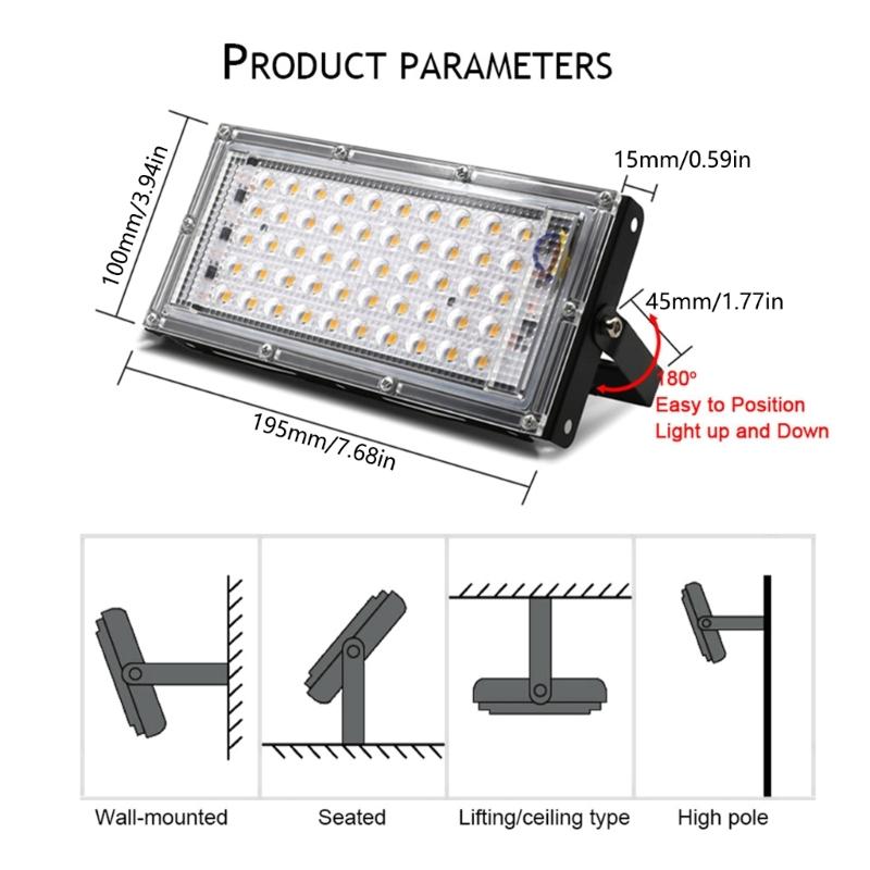 LED Outdoor Spotlight Waterproof Lamp Practical 50W Floodlight for Garden Convenient Reflector Street Flood Light
