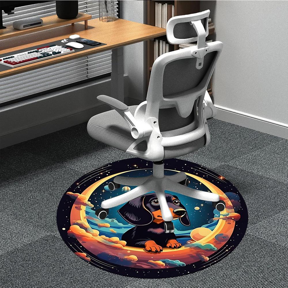 

1PC Space Pup Office Round Area Rug, Indoor Mat Suitable For Office, Under Office Chairs Bedroom Living Room Home Decor, Room Deco 228 80cm by 80cm
