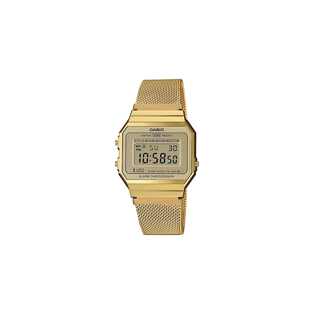 Casio A700WMG-9A Digital Watch Gold Mesh Band Unisex Kids Men Women