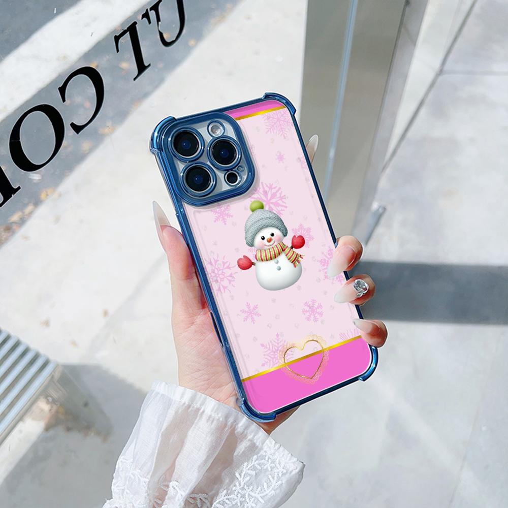 Ae108 Happy New Year Merry Christmas Electroplated TPU Phone Cases for Xiaomi 11 Lite Redmi Note 13 Pro 12C 9S 14C Huawei Four Corner Protection Cover