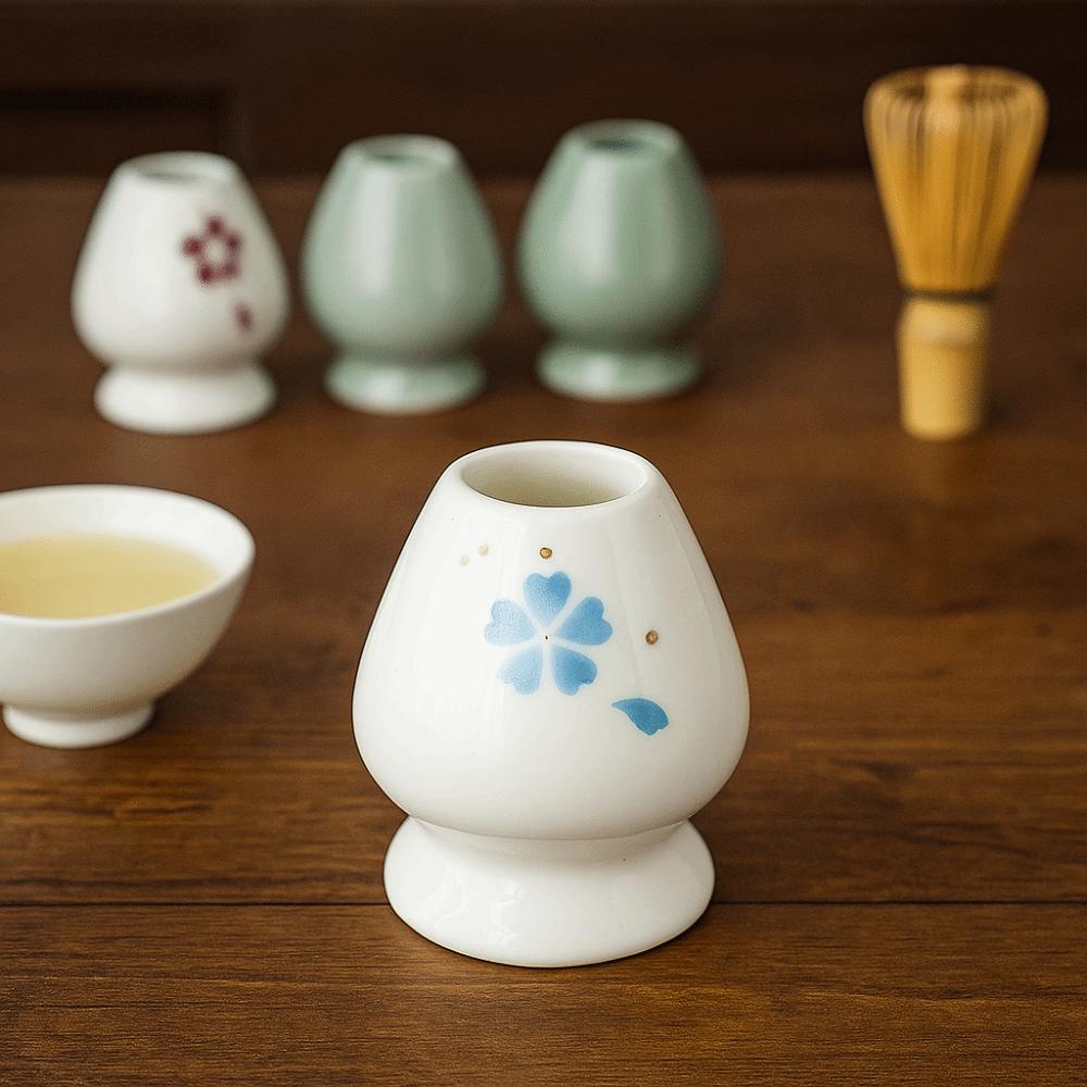

Cherry Blossoms Printing Matcha Holder Ceramic Matcha Chasen Holder Matcha Stand Tea Ceremony D
