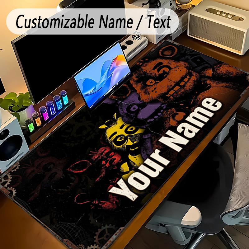 Large Mouse PadFive Nights at Freddy’s Custom Name Text Personalized Desk Mat Non Slip Gaming Pad