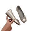 French Retro Soft-soled Single Shoes Silver Women's Shoes Autumn Ladyshoes Evening Bow Red Flats Ballet Shoes