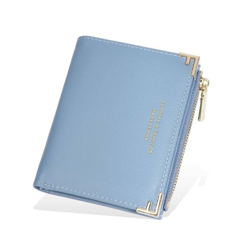 Simple Short Wallet For Women Pu Leather With Antitheft Zipper