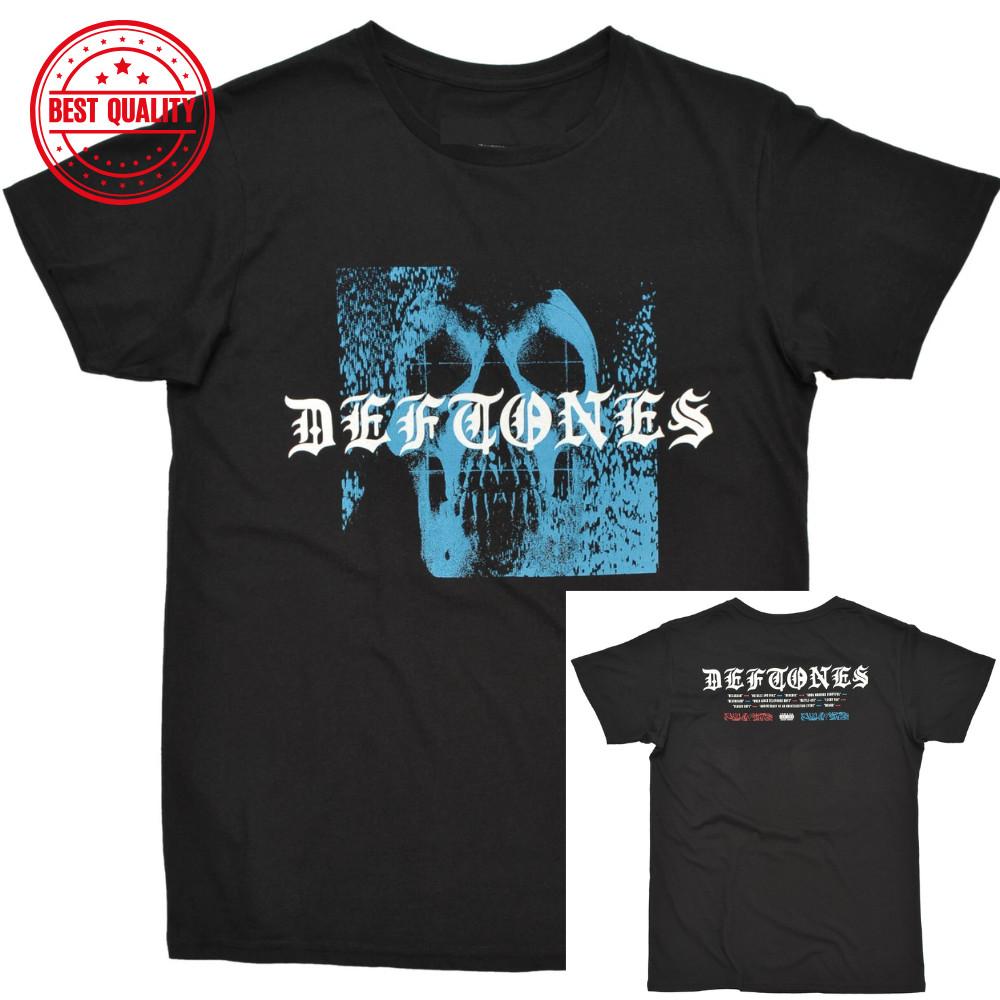 Deftones T Shirt Static Skull Black New Official - Deftones Static Skull T Shirt S