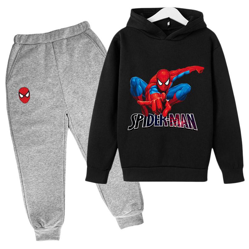 Marvel Felpe Pantaloni Spiderman Set 2 Pezzi Abbigliamento Primavera Autunno Bambini Maschi Femmine Bambini Moda Costume Tute Bambini Cartone Animato 4-14 anni