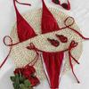 1011 new solid color lace-up bikini European and American sexy split suit swimsuit women's bikini swimsuit