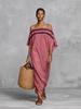 European Summer One-Shoulder Batwing Sleeve Maxi Dress for Women