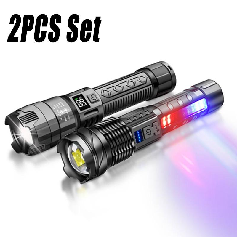 High Power 2000LM LED Flashlight Built-in Battery USB Rechargeable Strong Light Tactical Torch Outdoor Camping Hiking Lantern