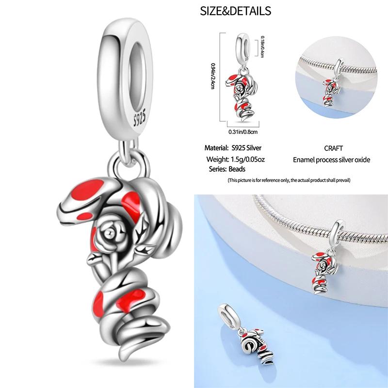 100% Copper Exquisite Tarot Cards Bracelet Pendants Blood Red Fire Snake Rose Charms Beads Diy Jewelry For Women