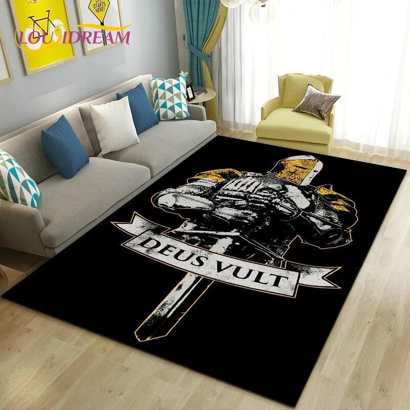Cavalier Knight Templar Crusaders Game Area Rug Large,Carpet Rug for Living Room Bedroom Sofa Doormat Kitchen,Non-slip Floor Mat