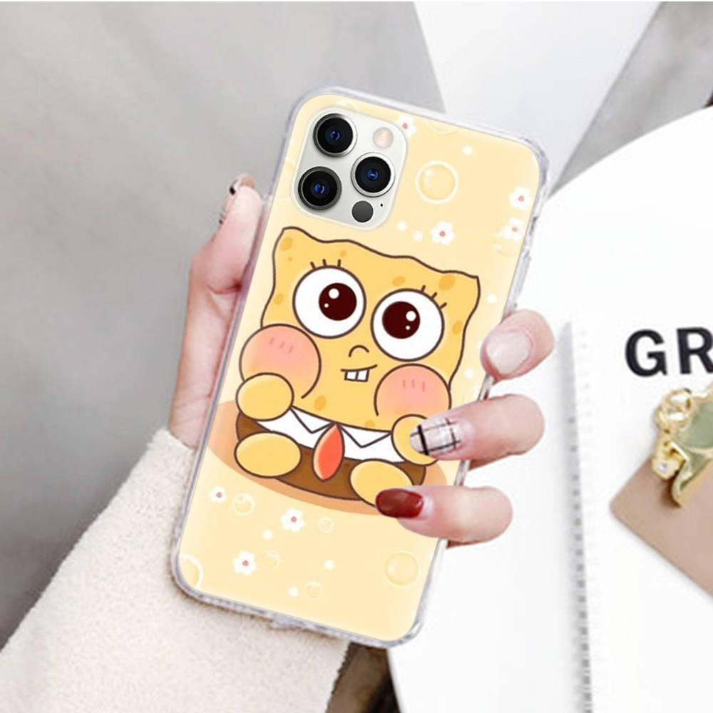 JS43 SpongeBob Transparent Case for Samsung A04 A14 A23 M33 M53 Realme 10 9 C35 C55 VIVO Y02 X80 Infinix Hot 30 Note 11 Tecno Spark 8P Pro