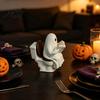 Ghost Reading on Toilet Cute Halloween Figurine, Resin Statue, Spooky Table Decor Funny Ornament for Tiered Tray Tabletop Mantel Gift