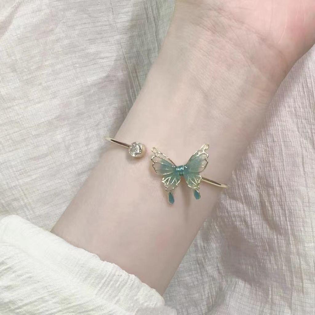 New Chinese green butterfly bracelet niche design sense Chinese style temperament jewelry girlfriends jewelry