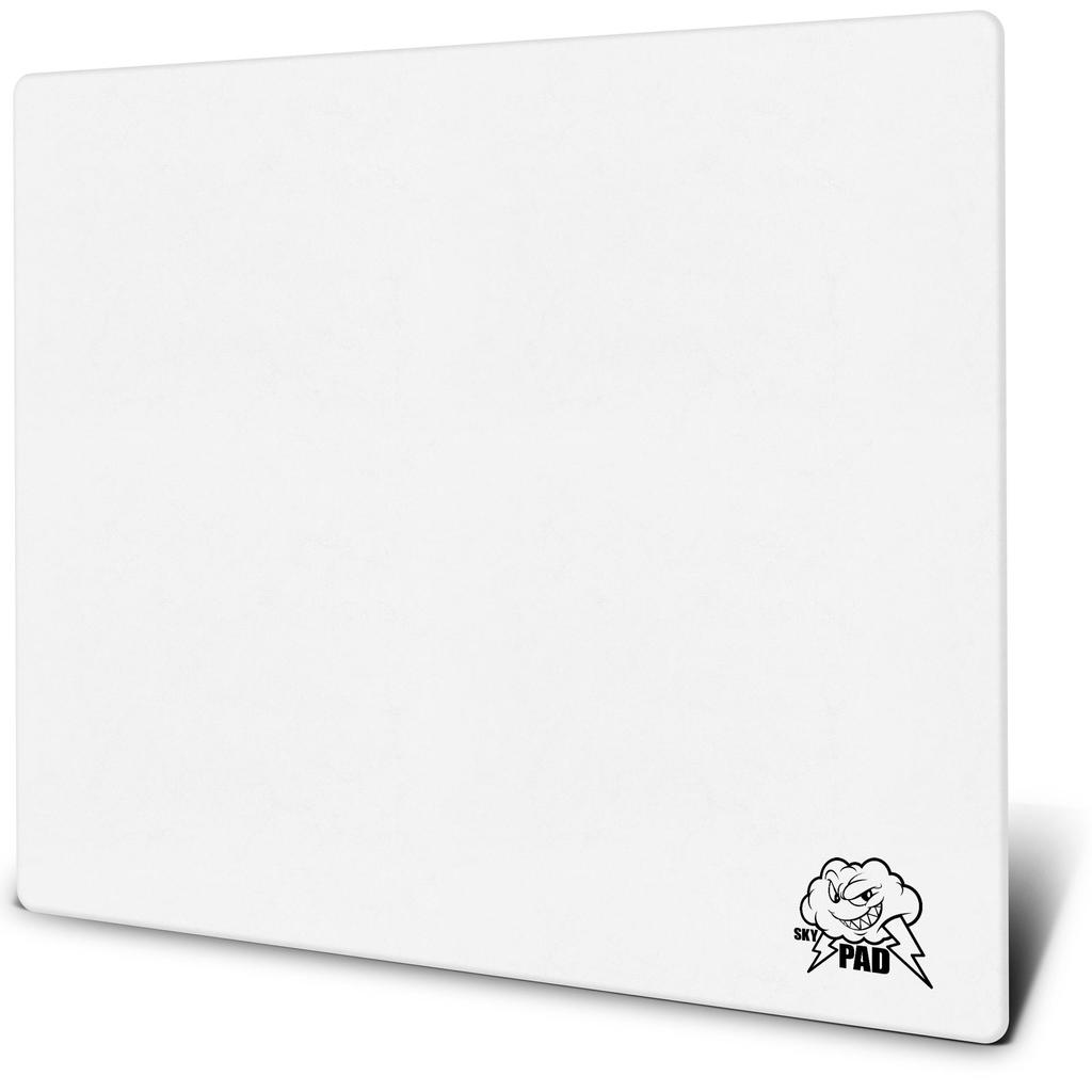 SkyPAD Glass XL Gaming Mousepad with Cloud 400x500mm 3.0 Logo, White,
