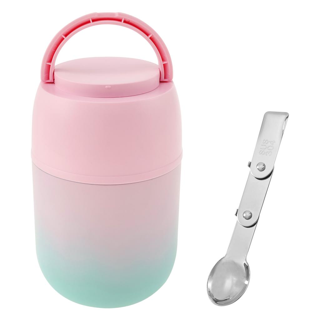 Insulated Food Container 500 ml Food Grade 304 Stainless Steel Food Thermal Jar Leakproof Soup Thermos Jar with Folding Spoon