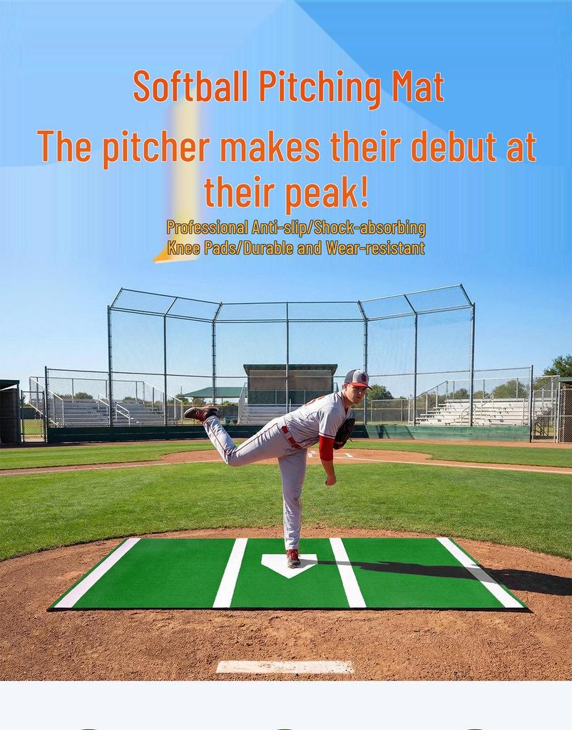 SEEKFUNS Portable Baseball & Softball Pitching/Batting Practice Mat for Outdoor Sports