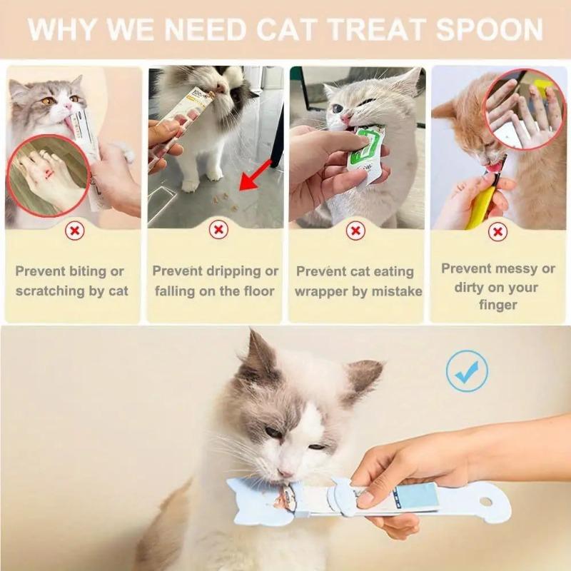 3pcs Cat Squeeze Treat Spoon, PP Portable Slow Feeder for Wet Food