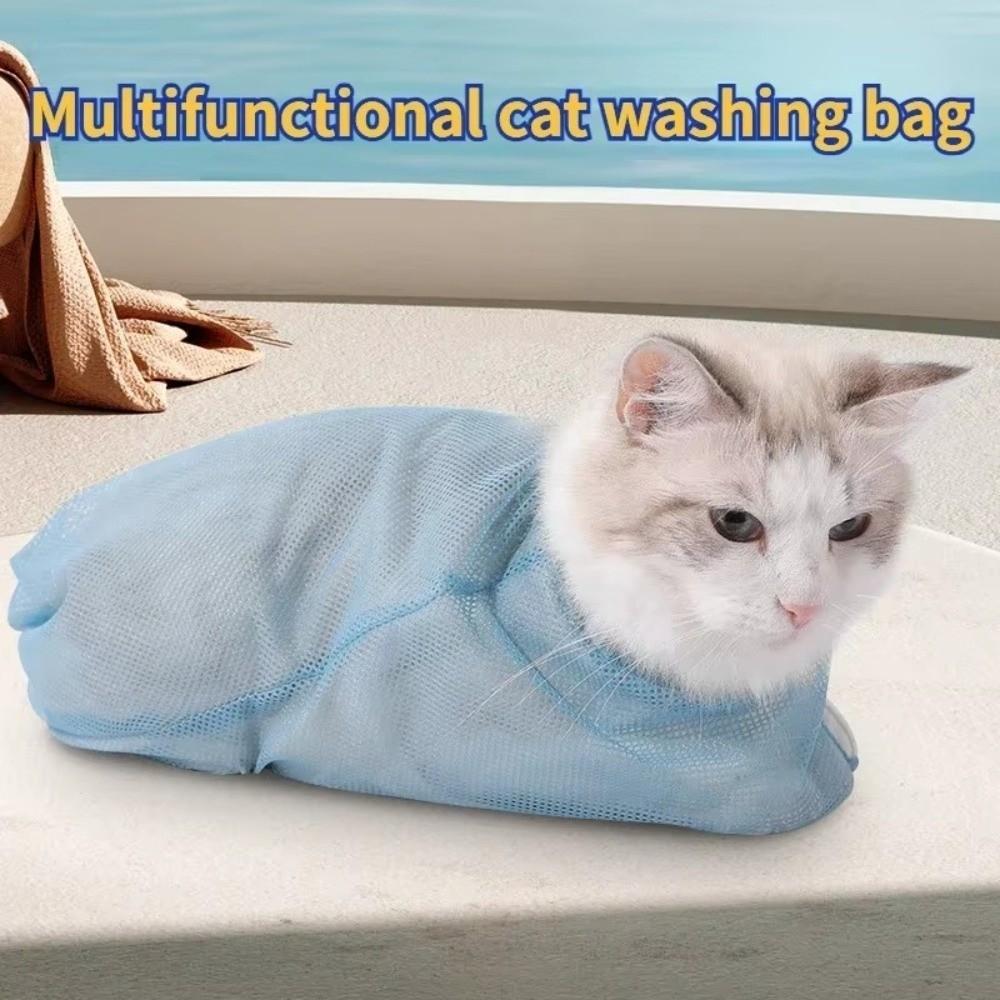 Breathable Mesh Cat Washing Bag Anti Bite Mesh Bath Bag Pet Washing Bag  For Pet Cat