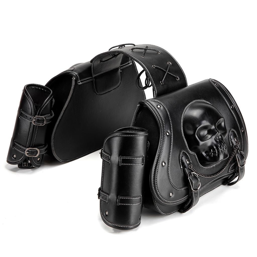 Punk Style Motorcycle Saddlebags Waterproof PU Leather Side Bags Easy Install Saddlebags Motorcycle Accessory for Bike