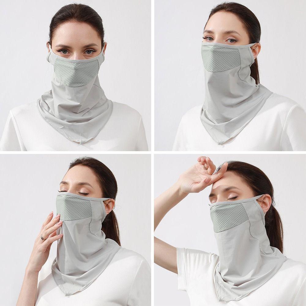 Ice Silk Sunscreen Face Scarf Mesh Neck Wrap Cover Breathable Summer Mask  Fishing