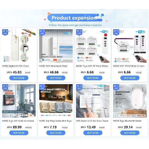 MOES ZigBee3.0 Fai da te Catena Motorizzata Bluetooth Tapparelle Veneziane Tende Motore di Azionamento Controllo Vocale APP Tuya Smart Alexa Google