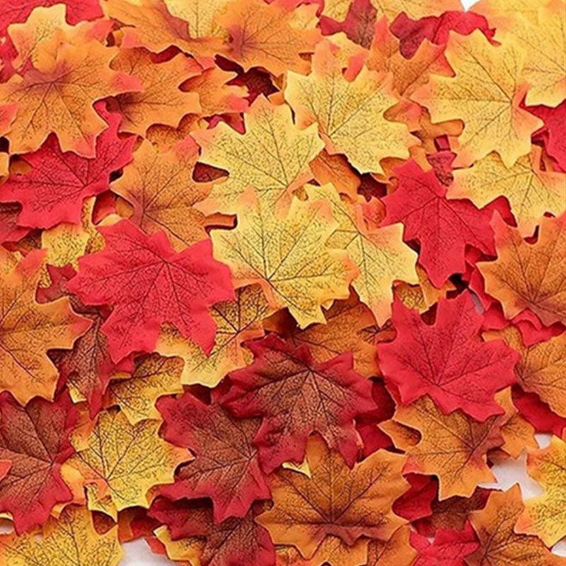50/100/200Pcs Artificial Maple Leaves Autumn Silk Fall Leaf for Thanksgiving Halloween Christmas Home Decoration Wedding Party