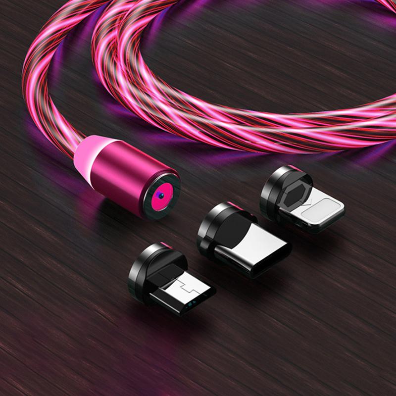 Glowing Cable Mobile Phone Charging Cables Led Light Micro Usb Type C Charger For Samsung Iphone Magnetic Phone Charge Wire Cord