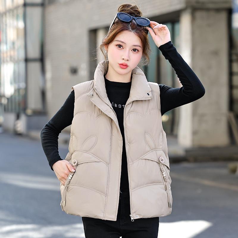 Down Cotton Vest Autumn and Winter New Women's Cotton Vest Loose Stand Collar Vest Sleeveless Cotton Vest