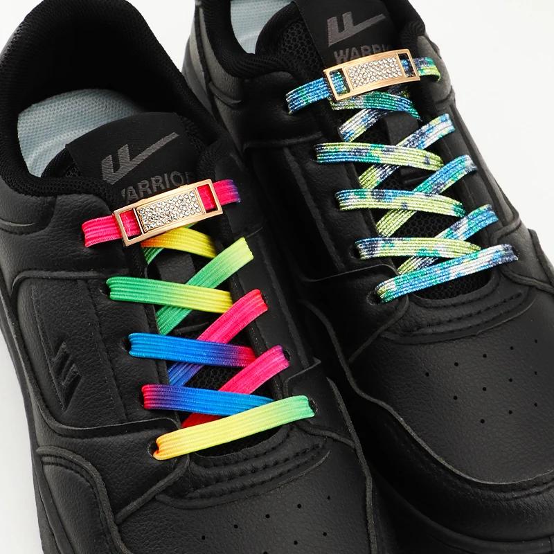 New Diamond Lock Shoelaces Without Ties Glitter Elastic Laces Sneakers Tennis No Tie Shoe Laces Flat Shoelace Shoes Accessories