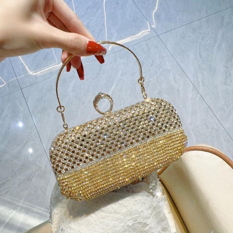 Hand-held Bag with Tassels and Diamonds Party Evening Bag Banquet and Dinner Bag