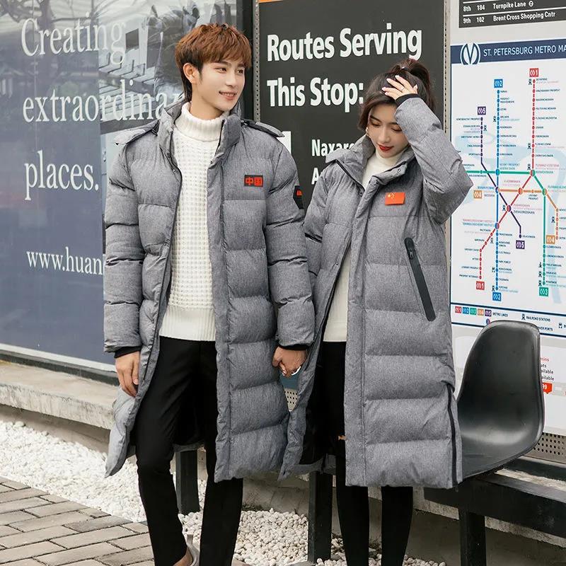 

Куртка выше колена, мужская куртка на хлопковой подкладке, женское зимнее пальто, толстая теплая куртка, чистое красное пуховое пальто для китайских пар XS серый