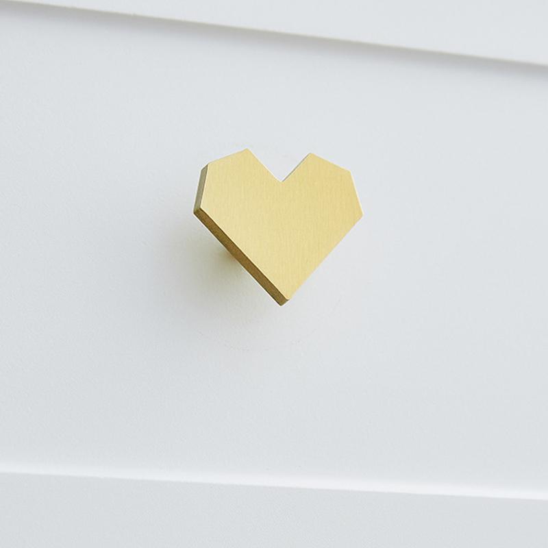 1pc Brass Love Single-hole Cupboard Door Handle Modern Luxury Simple Gold Drawer Cupboard Shoe Cabinet Handle