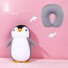 U-förmiges Nackenkissen aus Schaumstoffpartikeln mit Cartoon-Pinguin-Design, zwei-in-eins umwandelbares Kissen und Plüschkissen für Reisen und den Heimgebrauch