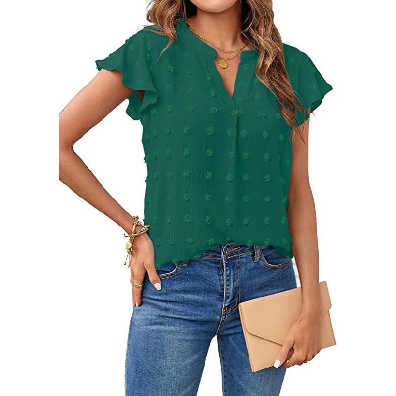 Spring And Summer New Style Daily Casual Fashion Commuting Comfortable Short Sleeved T-Shirt Jacquard Top Vest For Women